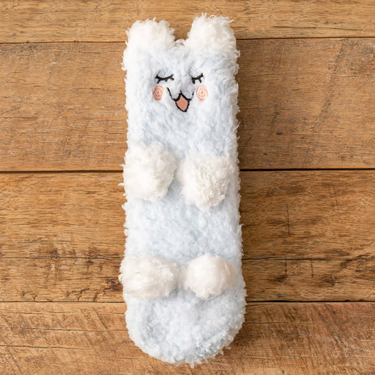 Plusock White Animal Face Cute Fleece Slipper Socks - A - EU36-41(US3-7.5) - image 0