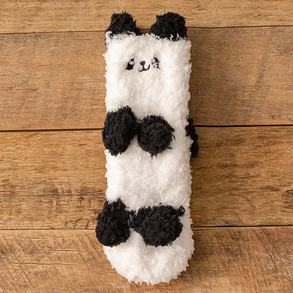Plusock White Animal Face Cute Fleece Slipper Socks - G - EU36-41(US3-7.5) - image 6