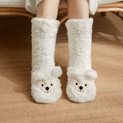 Plusock White Bear Face Fluffy Mid-Calf Slipper Socks - White - EU36-41(US3-7.5) - image 0