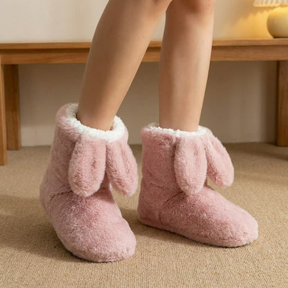 Plusock Pink Drooping Bunny Ears Plush Slipper Socks - Dark Pink - EU43-44(US9-10) - image 0