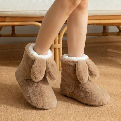 Plusock Pink Drooping Bunny Ears Plush Slipper Socks - Camel - EU43-44(US9-10) - image 6