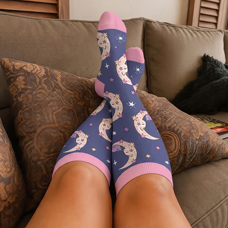 Plusock Plus Size Moonlit Kitty Compression Socks - image 1