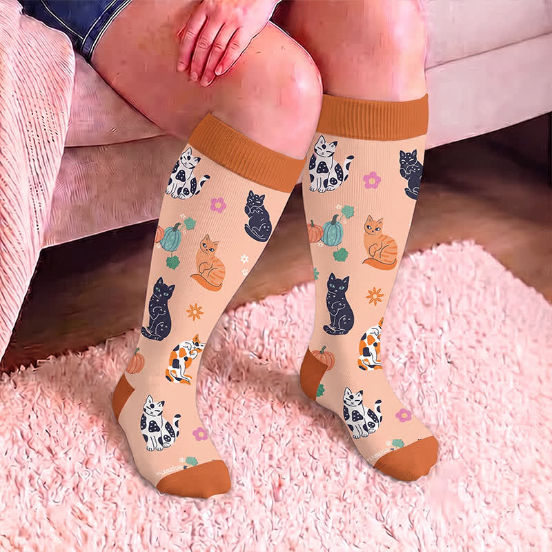 Plusock Plus Size Moonlit Kitty Compression Socks - image 2