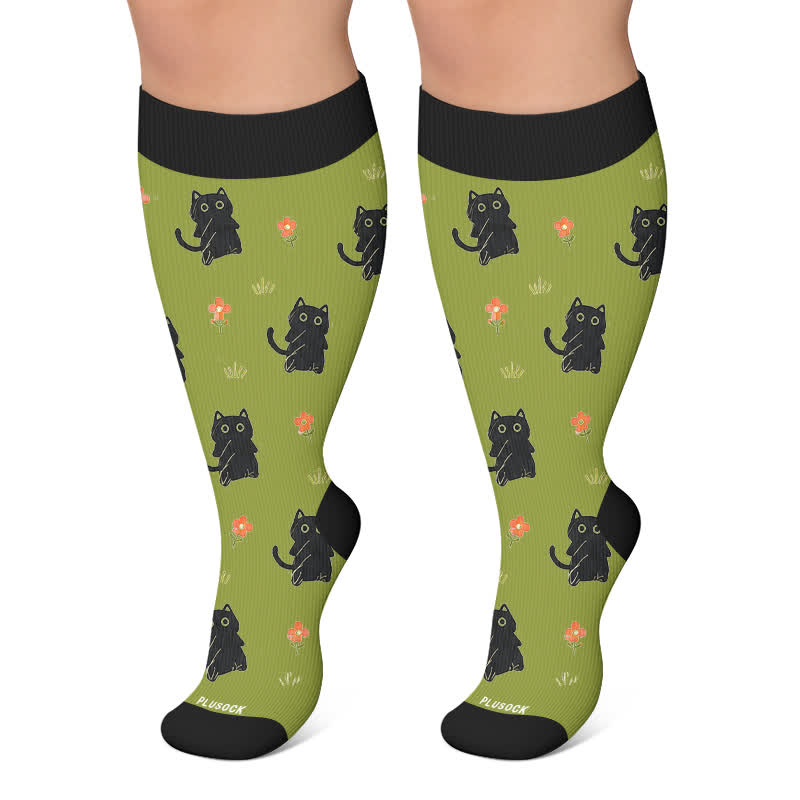 Plusock Plus Size Lazy Frog Cat Compression Socks - Dark Green - 4XL - image 6