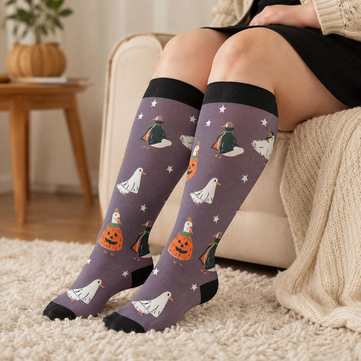 Plusock Plus Size Crow Witch CatCompression Socks - image 2