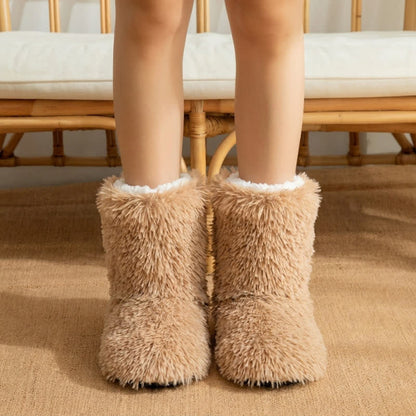 Plusock Khaki Fluffy Shaggy Plush Slipper Socks - Khaki - EU43-44(US9-10) - image 0
