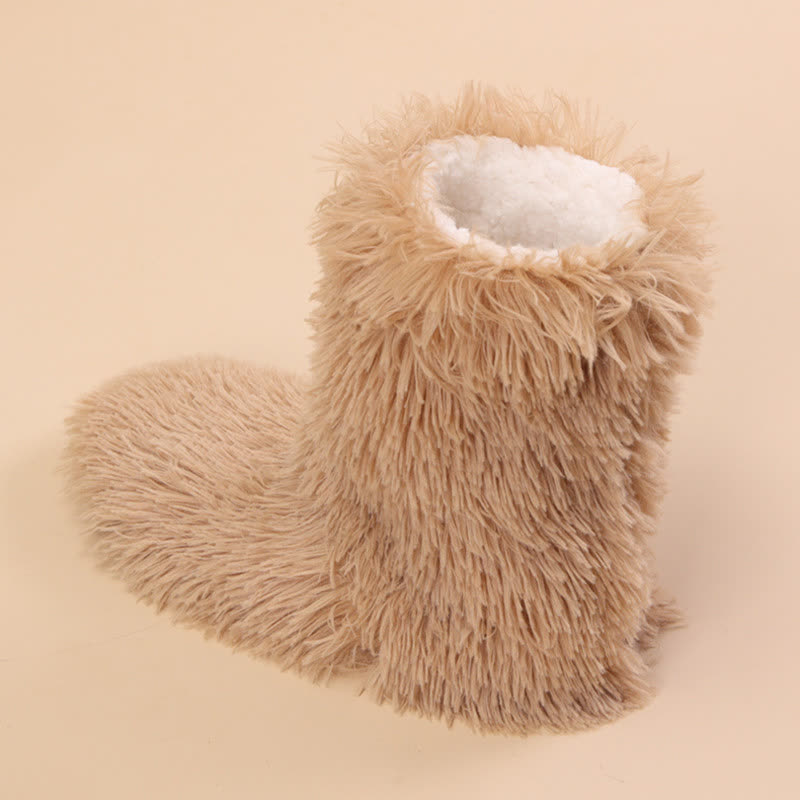 Plusock Khaki Fluffy Shaggy Plush Slipper Socks - image 2