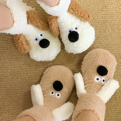Plusock Khaki Googly-Eye Puppy Cartoon Slipper Socks - image 3