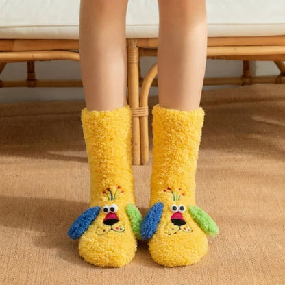 Plusock Yellow Mismatched-Ear Cartoon Puppy Slipper Socks - Yellow - EU36-42(US3-8) - image 3
