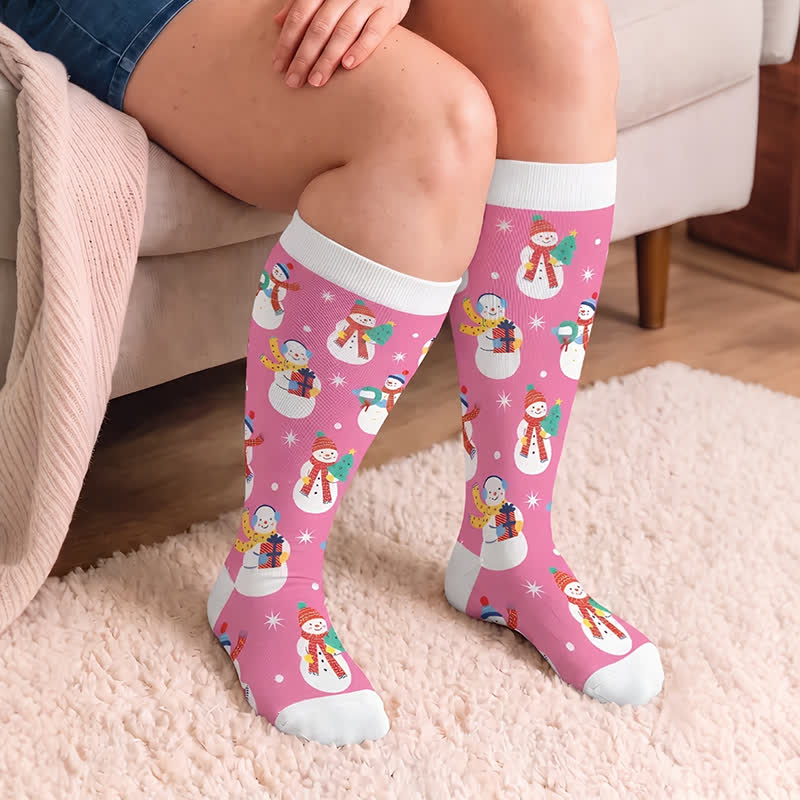 Plusock Plus Size Christmas Snowman Compression Socks - image 2