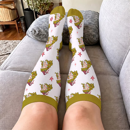 Plusock Plus Size Christmas Frog Mouse Compression Socks - image 3