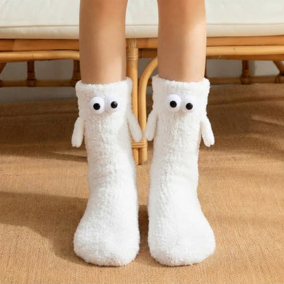 Plusock White Googly-Eye Long Tube Slipper Socks (4 Pairs) - White - EU36-42(US3-8) - image 0