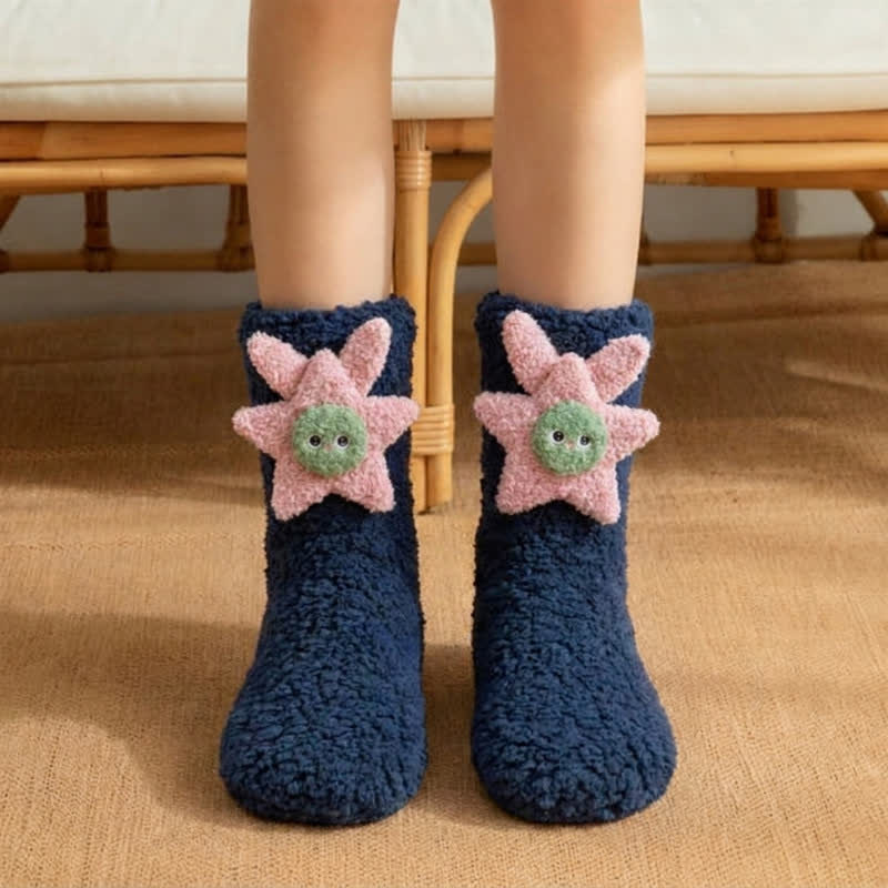 Plusock Pink Blue Star Bear Accent Slipper Socks - Navy Blue - EU36-42(US3-8.5) - image 4