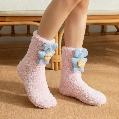 Plusock Pink Blue Star Bear Accent Slipper Socks - Pink - EU36-42(US3-8) - image 1
