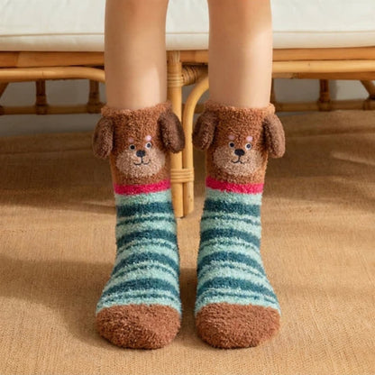Plusock Brown And Pink Striped Puppy Ear Slipper Socks (3 Pairs) - Dark Green - EU36-42(US3-8) - image 5