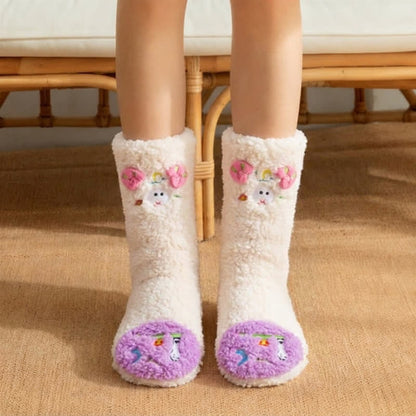 Plusock Hot Pink Crown Cartoon Graphic Slipper Socks - Purple - EU36-42(US3-8) - image 0
