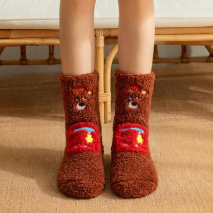 Plusock Hot Pink Crown Cartoon Graphic Slipper Socks - Brown - EU36-42(US3-8) - image 3