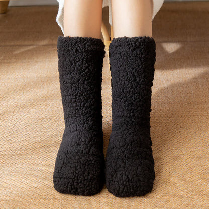 Plusock Solid White Fluffy Mid-Calf Slipper Socks (2 Pairs) - Black - EU36-42(US3-8) - image 4