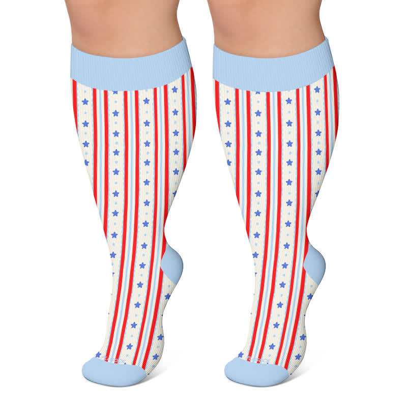 Plusock Plus SizeSailboat Nutcracker Compression Socks - White - 4XL - image 6