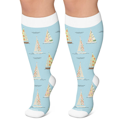 Plusock Plus SizeSailboat Nutcracker Compression Socks - Blue - 4XL - image 4