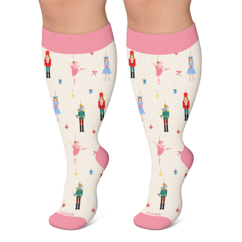 Plusock Plus SizeSailboat Nutcracker Compression Socks - Beige - 4XL - image 5