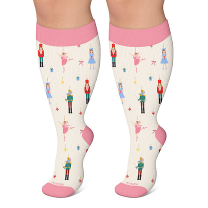 Plusock Plus SizeSailboat Nutcracker Compression Socks - Beige - 4XL - image 5