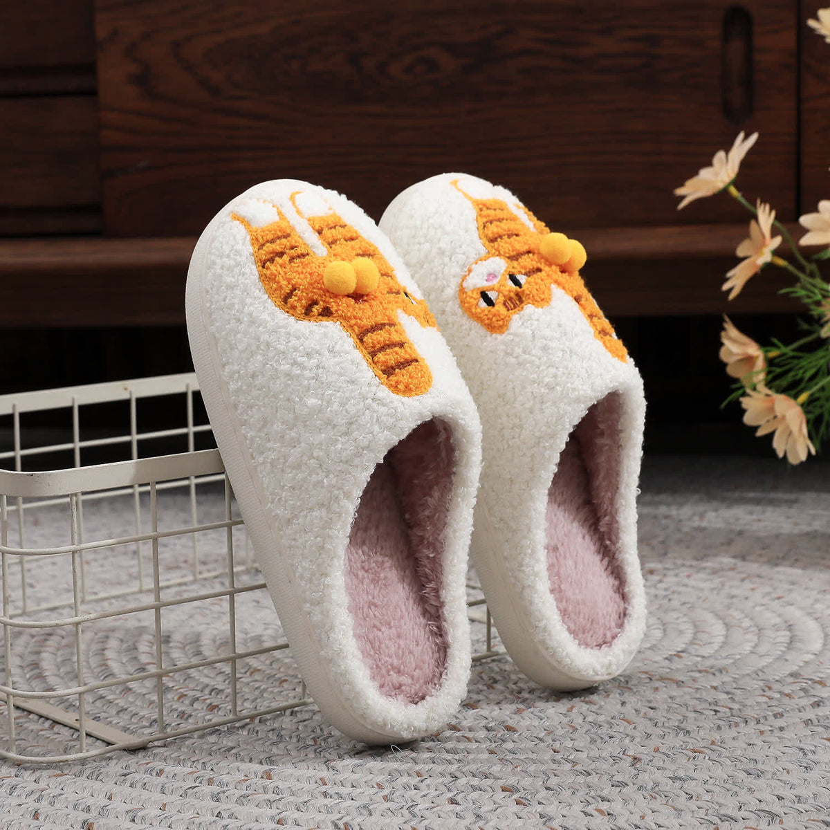 Plusock Plus Size Cozy Cat Embroidered Slippers - image 2