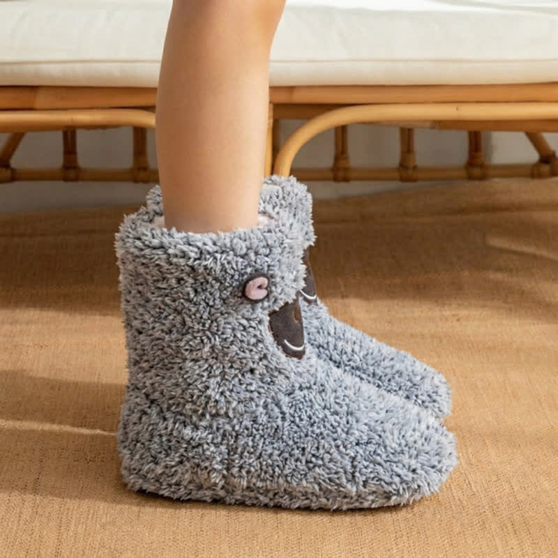 Plusock Grey Fluffy Sheep Cartoon Slipper Socks - image 2
