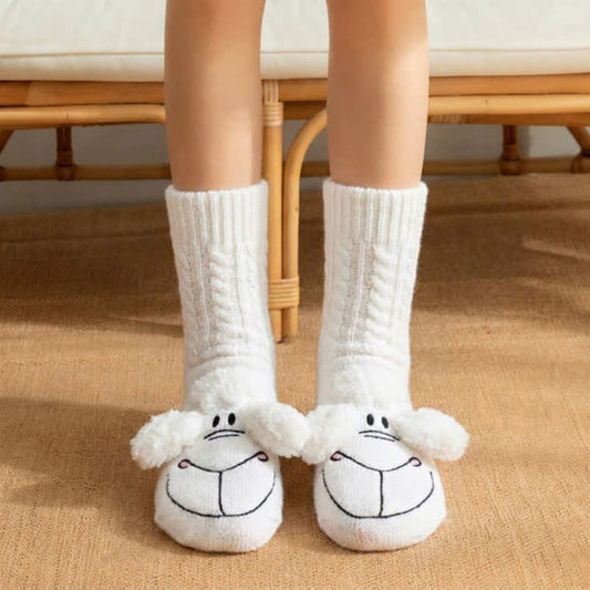Plusock White Knitted Sheep Fleece Slipper Socks - White - EU36-40(US3-7) - image 0