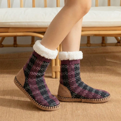 Plusock Blue Grey Puppy Face Knit Slipper Socks - image 1