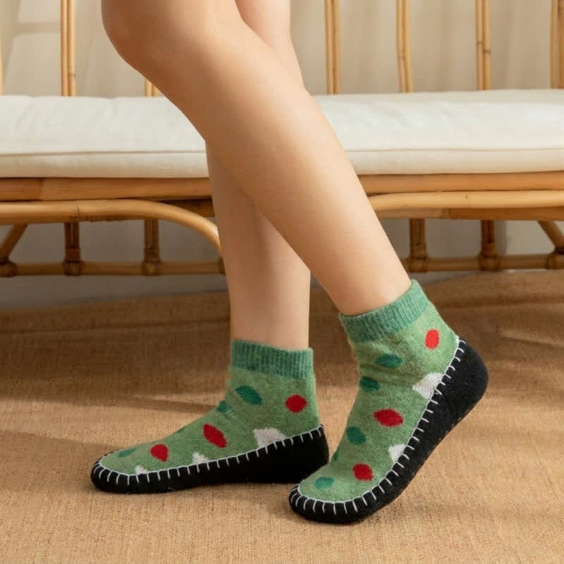Plusock Green Polka Dot Anti-Slip House Slipper Socks - image 1