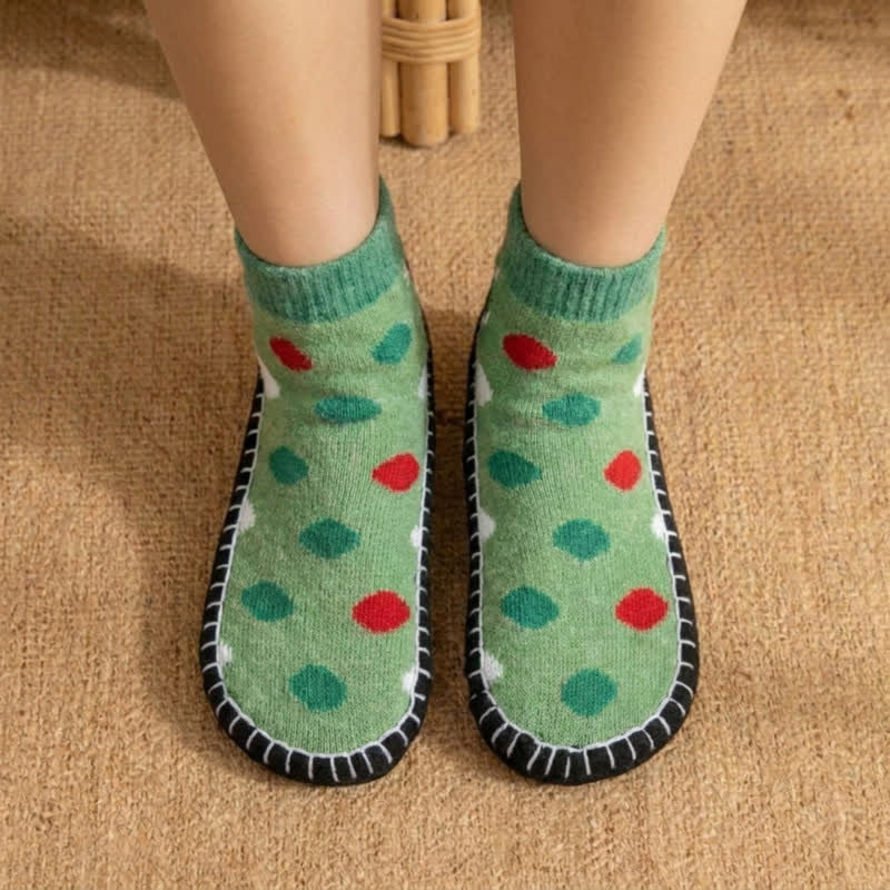 Plusock Green Polka Dot Anti-Slip House Slipper Socks - image 2