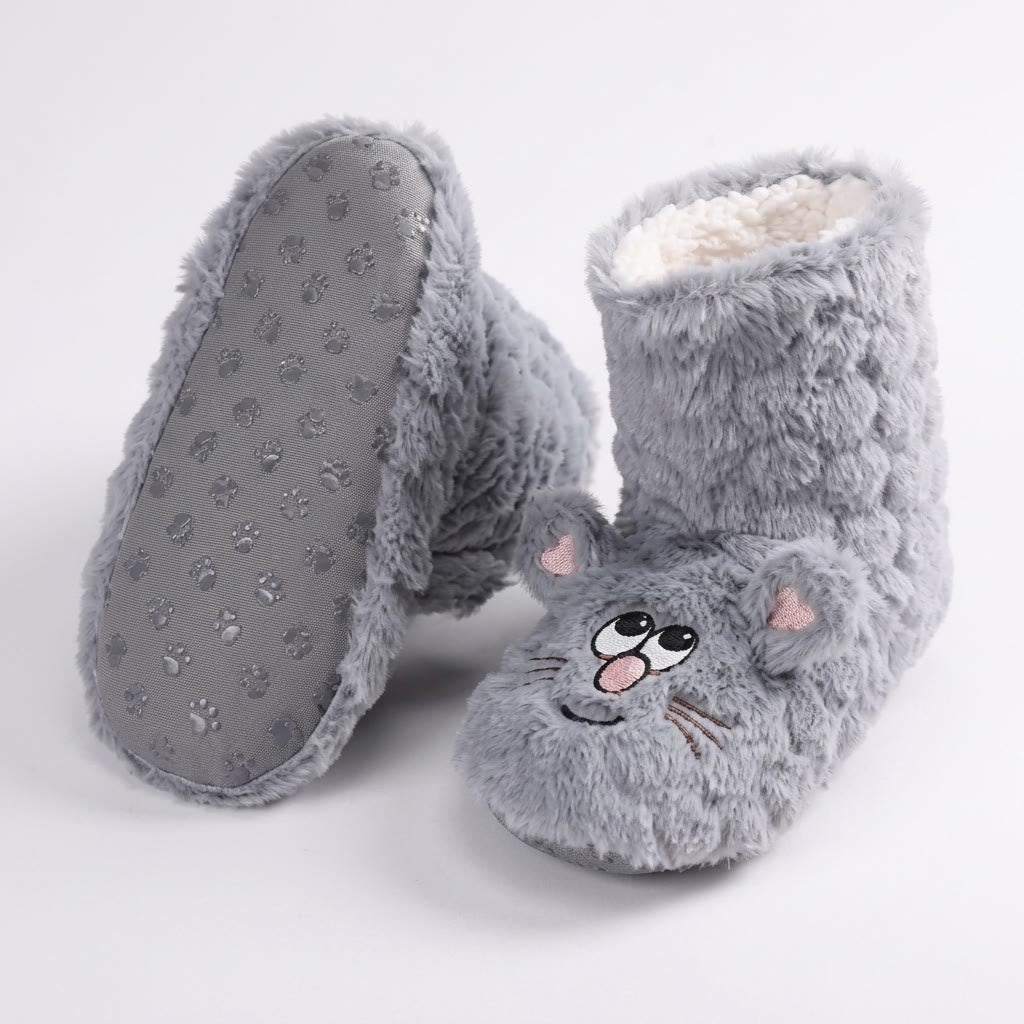 Plusock Pink Cartoon Cat Face Fuzzy Slipper Socks - image 9