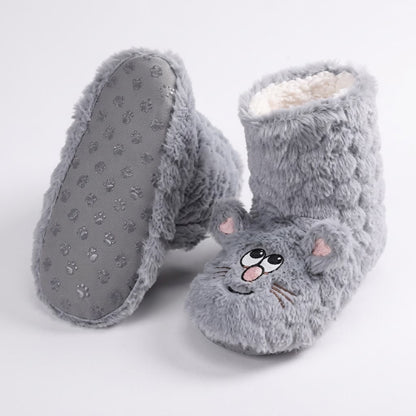 Plusock Pink Cartoon Cat Face Fuzzy Slipper Socks - image 9