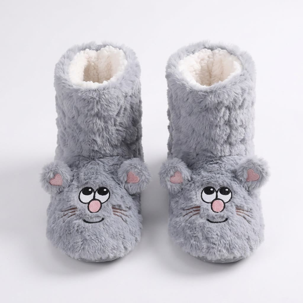 Plusock Pink Cartoon Cat Face Fuzzy Slipper Socks - image 7