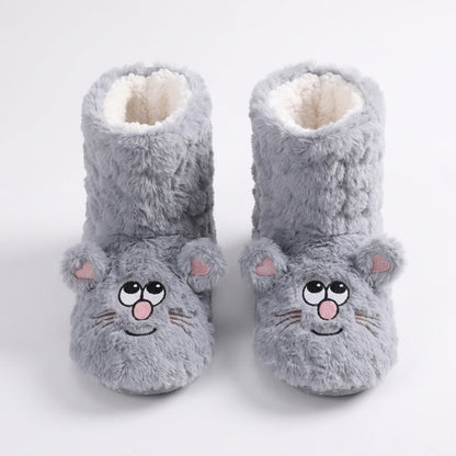 Plusock Pink Cartoon Cat Face Fuzzy Slipper Socks - image 7