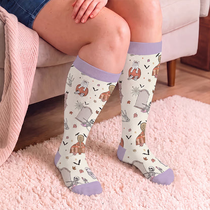 Plusock Plus Size Haunted House Ghost Compression Socks - image 2