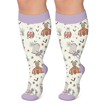 Plusock Plus Size Haunted House Ghost Compression Socks - Light Purple - 4XL - image 6