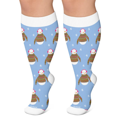 Plusock Plus Size Christmas Penguin Compression Socks - Blue - 4XL - image 4