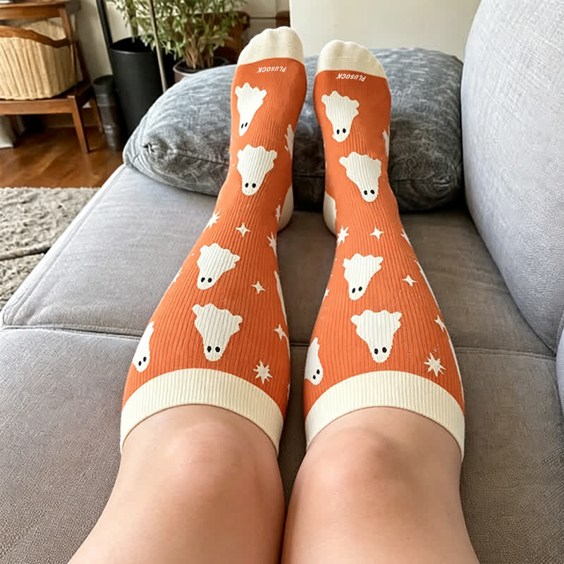 Plusock Plus Size Ghosts Pumpkins Campfire Compression Socks - image 1