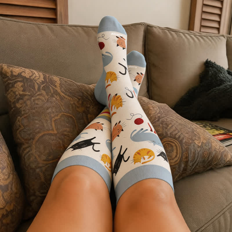Plusock Plus Size Autumn Cats Hedgehogs Compression Socks - image 1