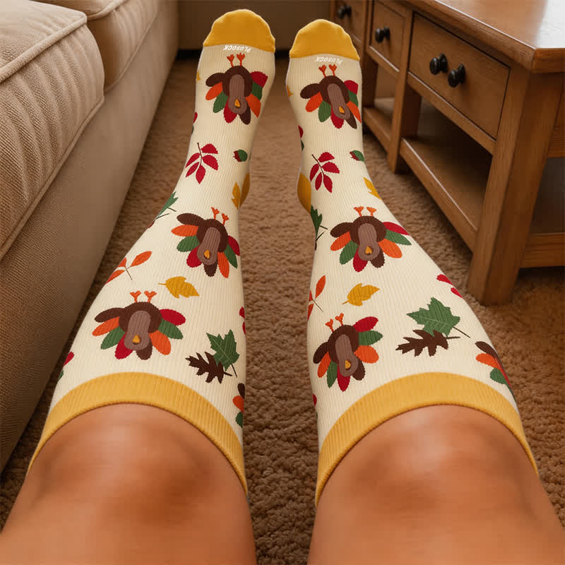 Plusock Plus Size Turkey Leaf Compression Socks - image 3