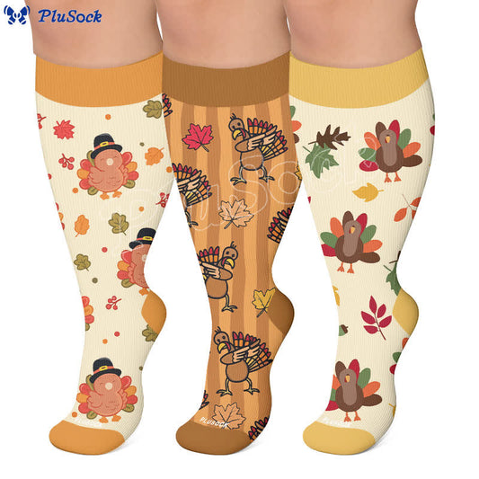 Plusock Plus Size Turkey Leaf Compression Socks - image 0