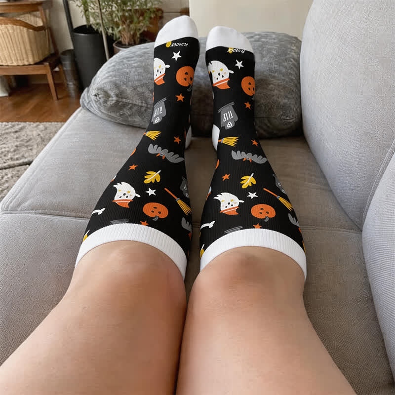 Plusock Plus Size Pumpkins Black Cats Compression Socks - image 2