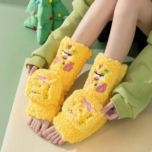 Plusock Hot Pink Crown Cartoon Graphic Slipper Socks - image 0