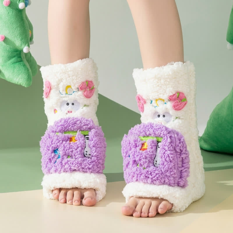 Plusock Hot Pink Crown Cartoon Graphic Slipper Socks - image 1