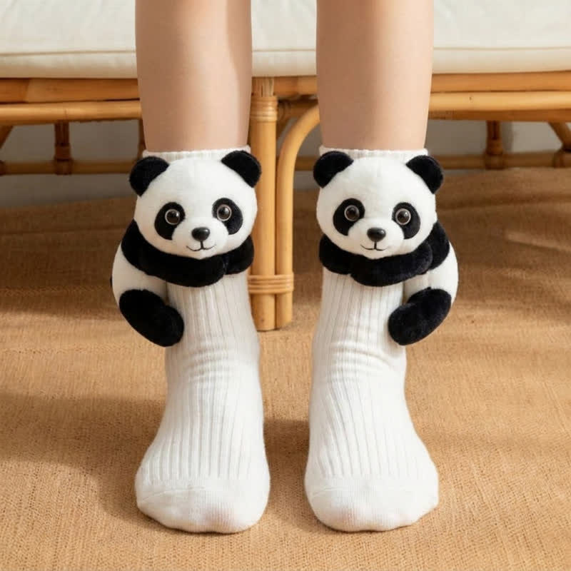 Plusock 3D Hugging Grey Bunny Animal Slipper Socks - White - EU43-45(US9-11) - image 2