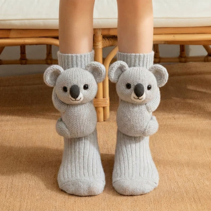 Plusock Pink Axolotl 3D Plush Animal Slipper Socks - Grey - EU43-45(US9-11) - image 1