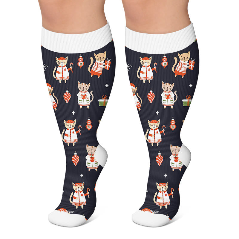 Plusock Plus Size Deer Reindeer Compression Socks - Black - 4XL - image 4
