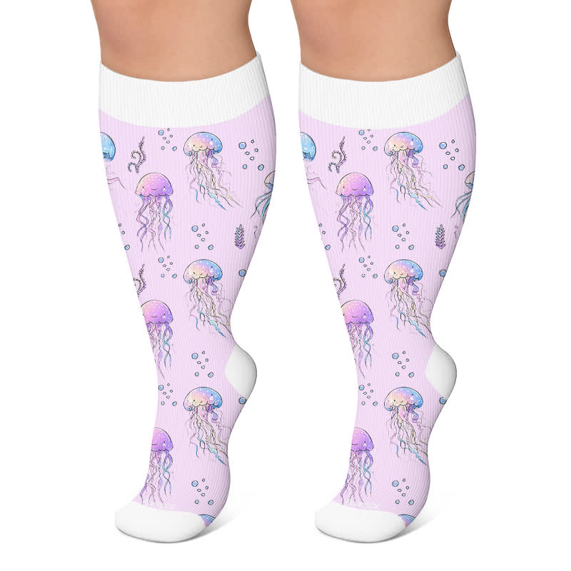 Plusock Plus Size Jellyfish Butterfly Compression Socks - Light Purple - 4XL - image 5
